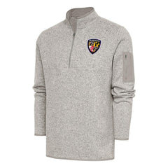 Baltimore Ravens Antigua Throwback Fortune Quarter-Zip Pullover Jacket - Oatmeal Pullover