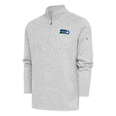 Seattle Seahawks Antigua Throwback Fortune Quarter-Zip Pullover Jacket - Heather Gray Pullover