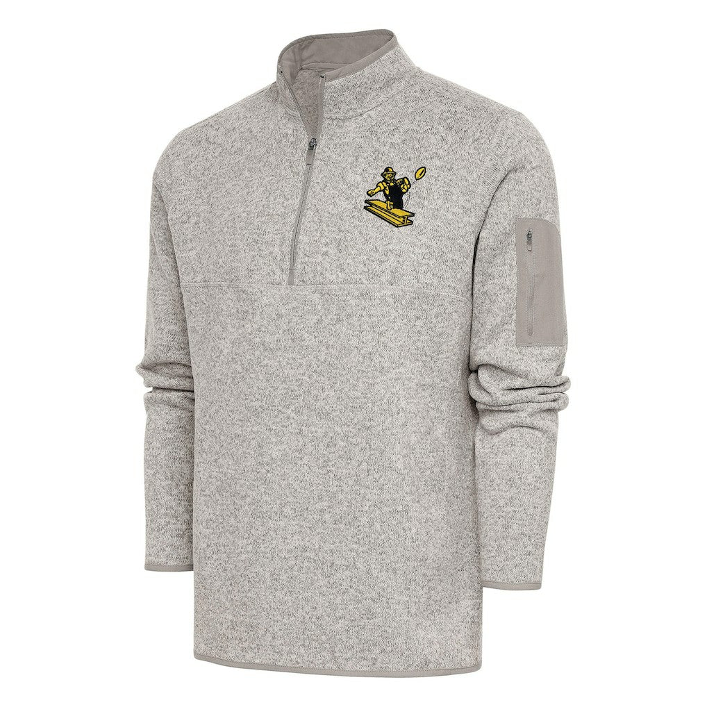 Pittsburgh Steelers Antigua Throwback Fortune Quarter-Zip Pullover Jacket - Oatmeal Pullover