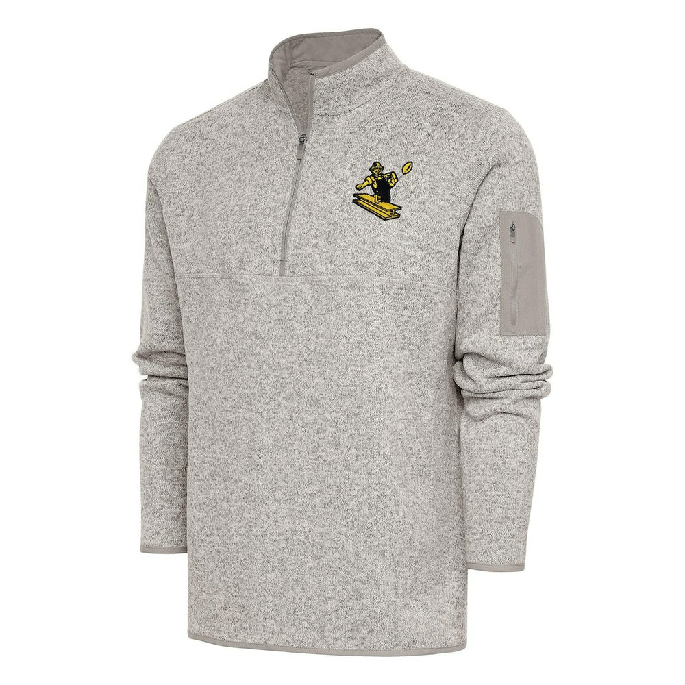 Pittsburgh Steelers Antigua Throwback Fortune Quarter-Zip Pullover Jacket - Oatmeal Pullover