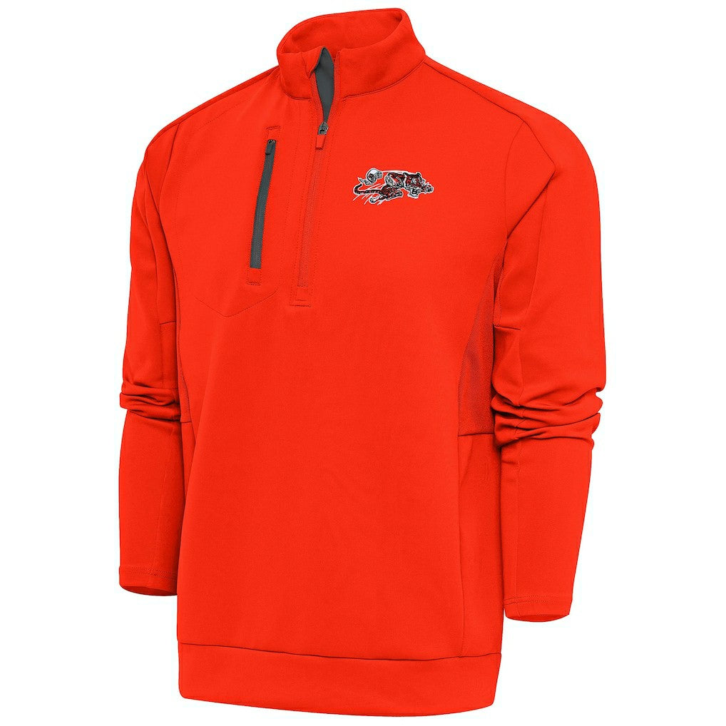 Cincinnati Bengals Antigua Team Logo Throwback Generation Quarter-Zip Pullover Top - Orange Pullover