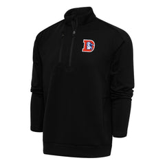 Denver Broncos Antigua Team Logo Throwback Generation Quarter-Zip Pullover Top - Black Pullover