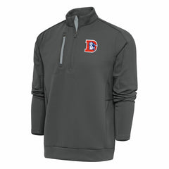 Denver Broncos Antigua Team Logo Throwback Generation Quarter-Zip Pullover Top - Charcoal Pullover