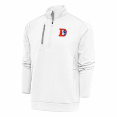 Denver Broncos Antigua Team Logo Throwback Generation Quarter-Zip Pullover Top - White Pullover