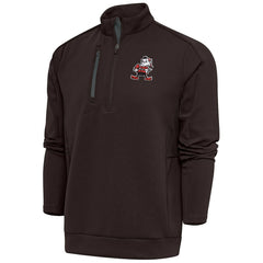 Cleveland Browns Antigua Team Logo Throwback Generation Quarter-Zip Pullover Top - Brown Pullover