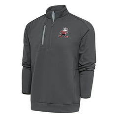 Cleveland Browns Antigua Team Logo Throwback Generation Quarter-Zip Pullover Top - Charcoal Pullover