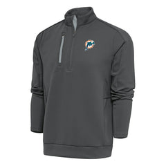 Miami Dolphins Antigua Team Logo Throwback Generation Quarter-Zip Pullover Top - Charcoal Pullover