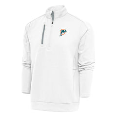 Miami Dolphins Antigua Team Logo Throwback Generation Quarter-Zip Pullover Top - White Pullover