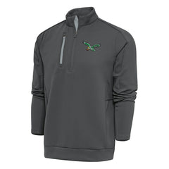 Philadelphia Eagles Antigua Team Logo Throwback Generation Quarter-Zip Pullover Top - Charcoal Pullover