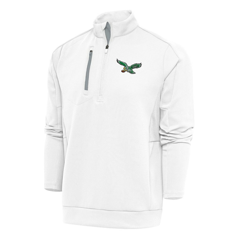 Philadelphia Eagles Antigua Team Logo Throwback Generation Quarter-Zip Pullover Top - White Pullover