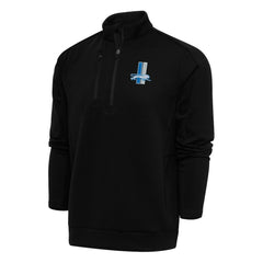 Detroit Lions Antigua Team Logo Throwback Generation Quarter-Zip Pullover Top - Black Pullover