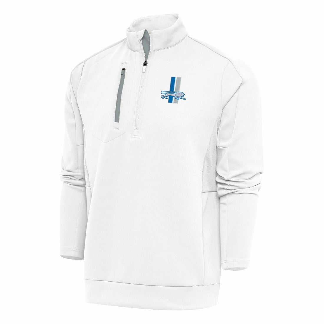 Detroit Lions Antigua Team Logo Throwback Generation Quarter-Zip Pullover Top - White Pullover
