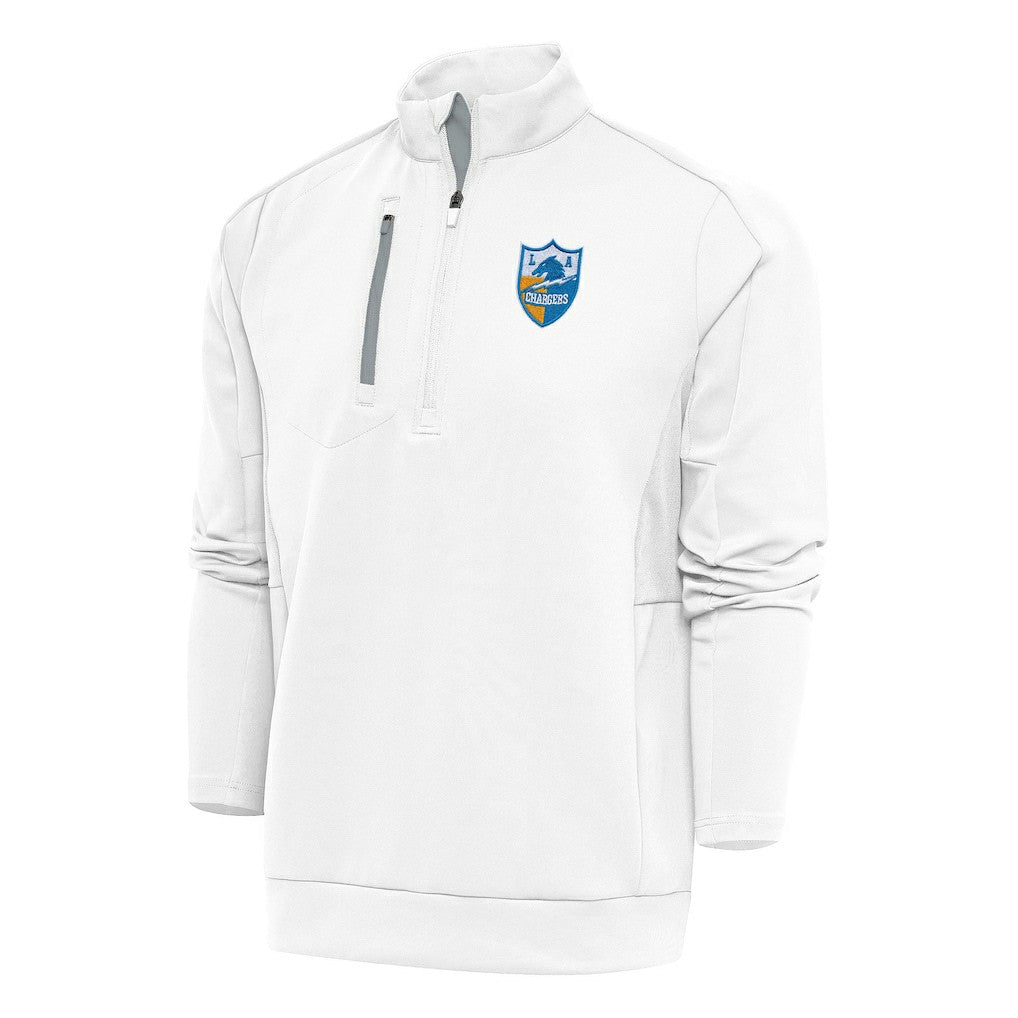 Los Angeles Chargers Antigua Team Logo Throwback Generation Quarter-Zip Pullover Top - White Pullover