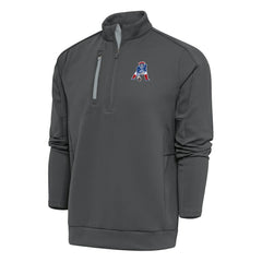 New England Patriots Antigua Team Logo Throwback Generation Quarter-Zip Pullover Top - Charcoal Pullover