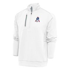 New England Patriots Antigua Team Logo Throwback Generation Quarter-Zip Pullover Top - White Pullover