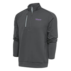 Minnesota Vikings Antigua Team Logo Throwback Generation Quarter-Zip Pullover Top - Charcoal Pullover