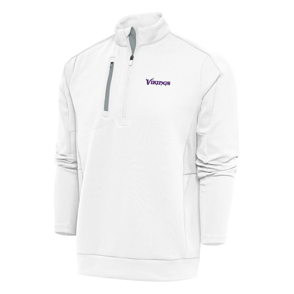Minnesota Vikings Antigua Team Logo Throwback Generation Quarter-Zip Pullover Top - White Pullover