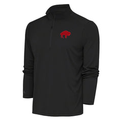 Buffalo Bills Antigua Team Logo Throwback Tribute Quarter-Zip Pullover Top - Charcoal Pullover