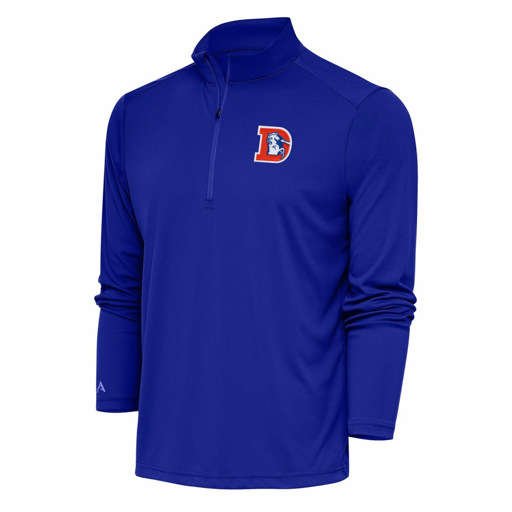 Denver Broncos Antigua Team Logo Throwback Tribute Quarter-Zip Pullover Top - Royal Pullover