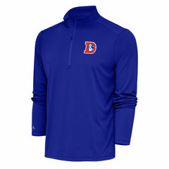 Denver Broncos Antigua Team Logo Throwback Tribute Quarter-Zip Pullover Top - Royal Pullover