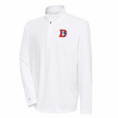Denver Broncos Antigua Team Logo Throwback Tribute Quarter-Zip Pullover Top - White Pullover