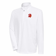 Tampa Bay Buccaneers Antigua Team Logo Throwback Tribute Quarter-Zip Pullover Top - White Pullover