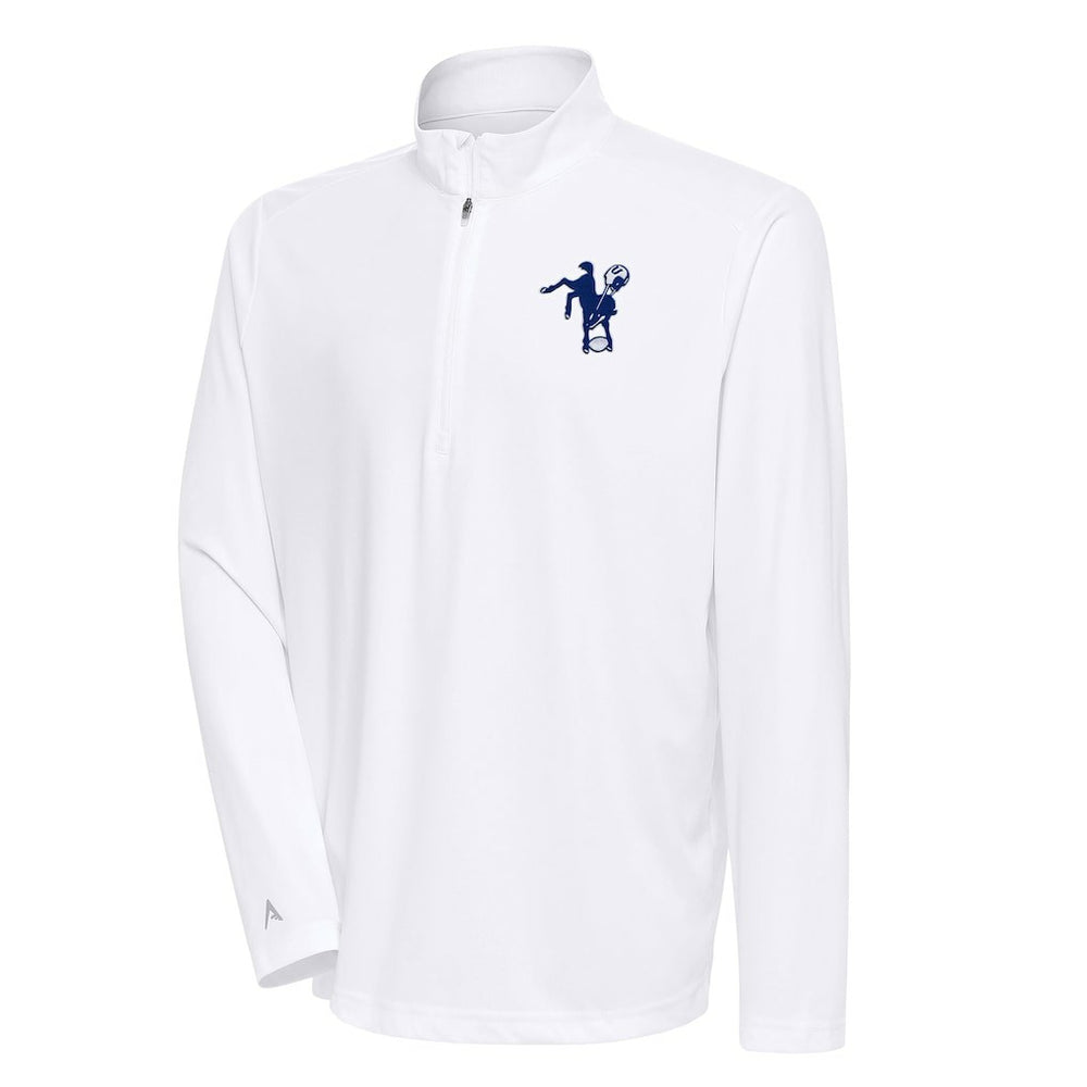 Indianapolis Colts Antigua Team Logo Throwback Tribute Quarter-Zip Pullover Top - White Pullover