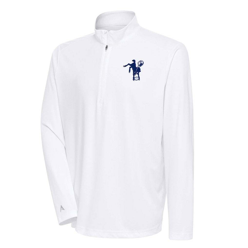 Indianapolis Colts Antigua Team Logo Throwback Tribute Quarter-Zip Pullover Top - White Pullover