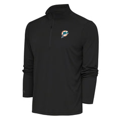 Miami Dolphins Antigua Team Logo Throwback Tribute Quarter-Zip Pullover Top - Charcoal Pullover