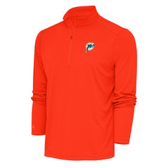 Miami Dolphins Antigua Team Logo Throwback Tribute Quarter-Zip Pullover Top - Orange Pullover