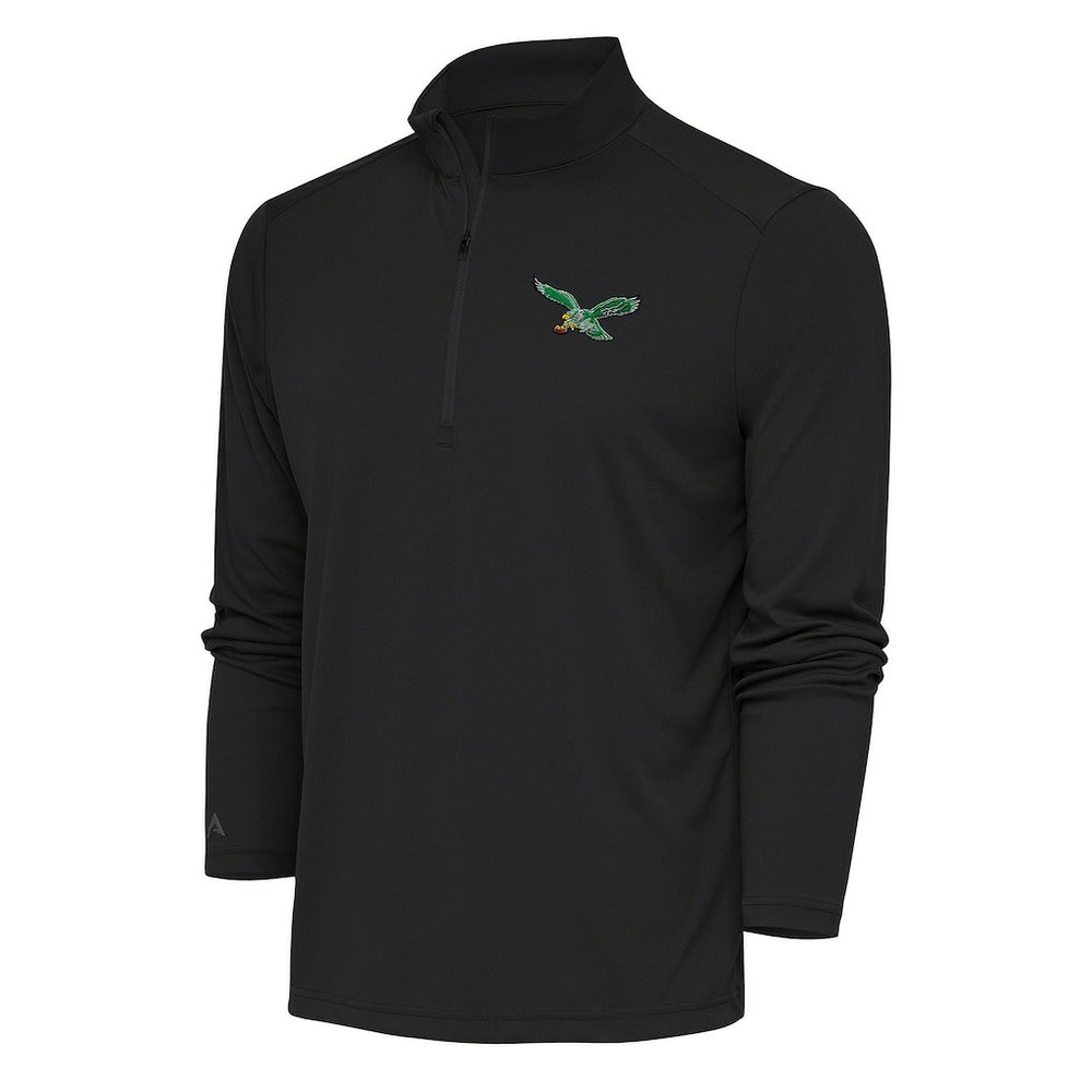 Philadelphia Eagles Antigua Team Logo Throwback Tribute Quarter-Zip Pullover Top - Charcoal Pullover