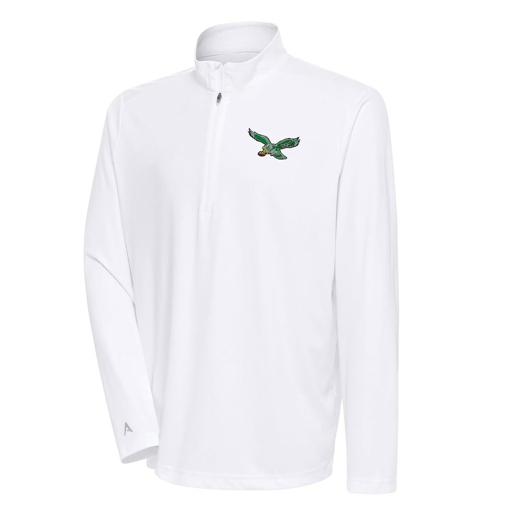 Philadelphia Eagles Antigua Team Logo Throwback Tribute Quarter-Zip Pullover Top - White Pullover