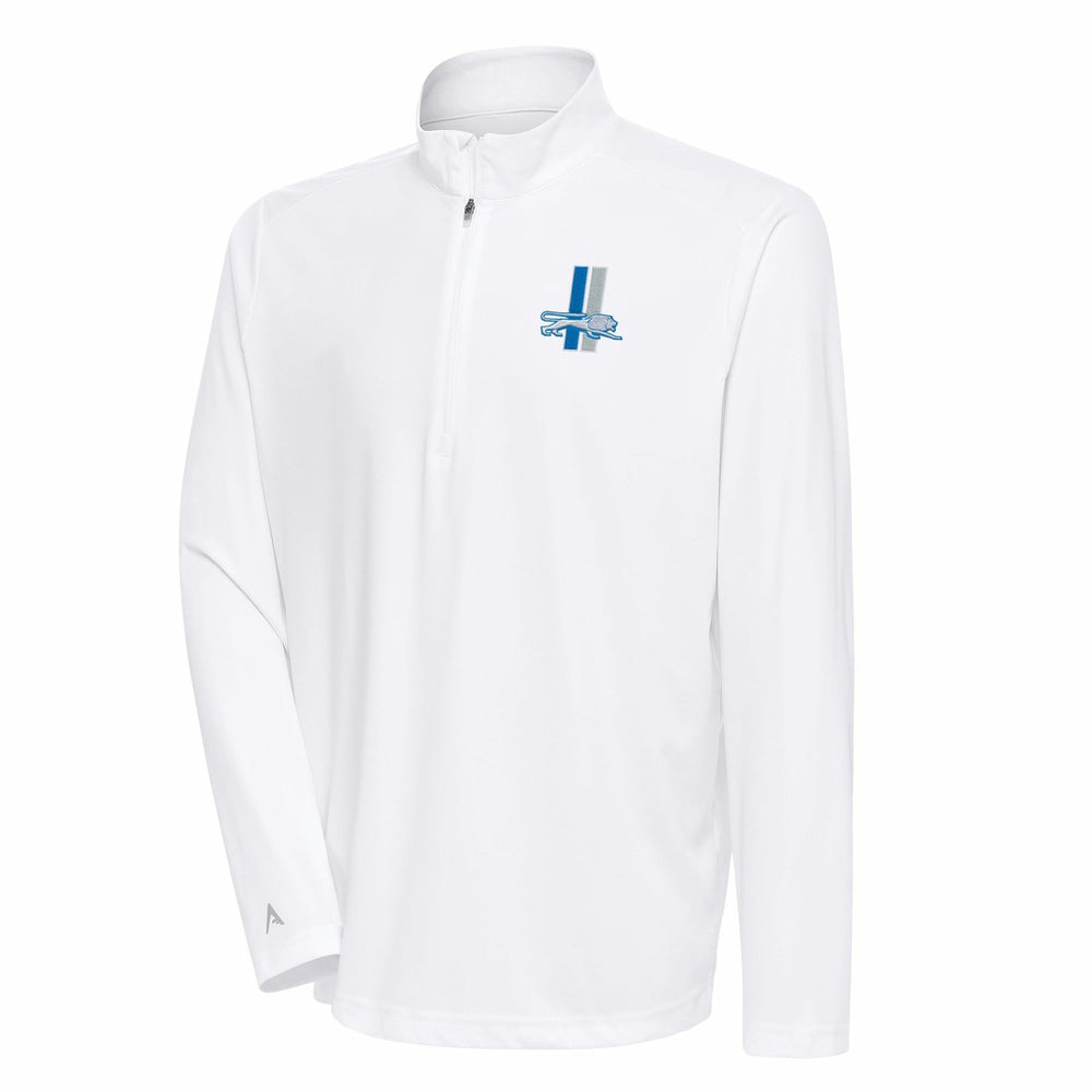 Detroit Lions Antigua Team Logo Throwback Tribute Quarter-Zip Pullover Top - White Pullover