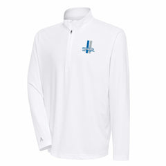 Detroit Lions Antigua Team Logo Throwback Tribute Quarter-Zip Pullover Top - White Pullover