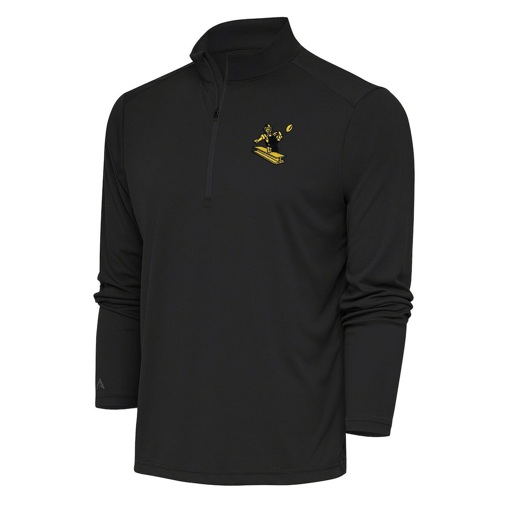 Pittsburgh Steelers Antigua Team Logo Throwback Tribute Quarter-Zip Pullover Top - Charcoal Pullover