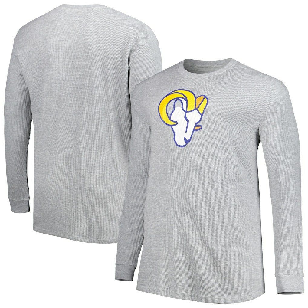 Los Angeles Rams Big & Tall Waffle-Knit Thermal Long Sleeve T-Shirt - Heather Gray T-shirts