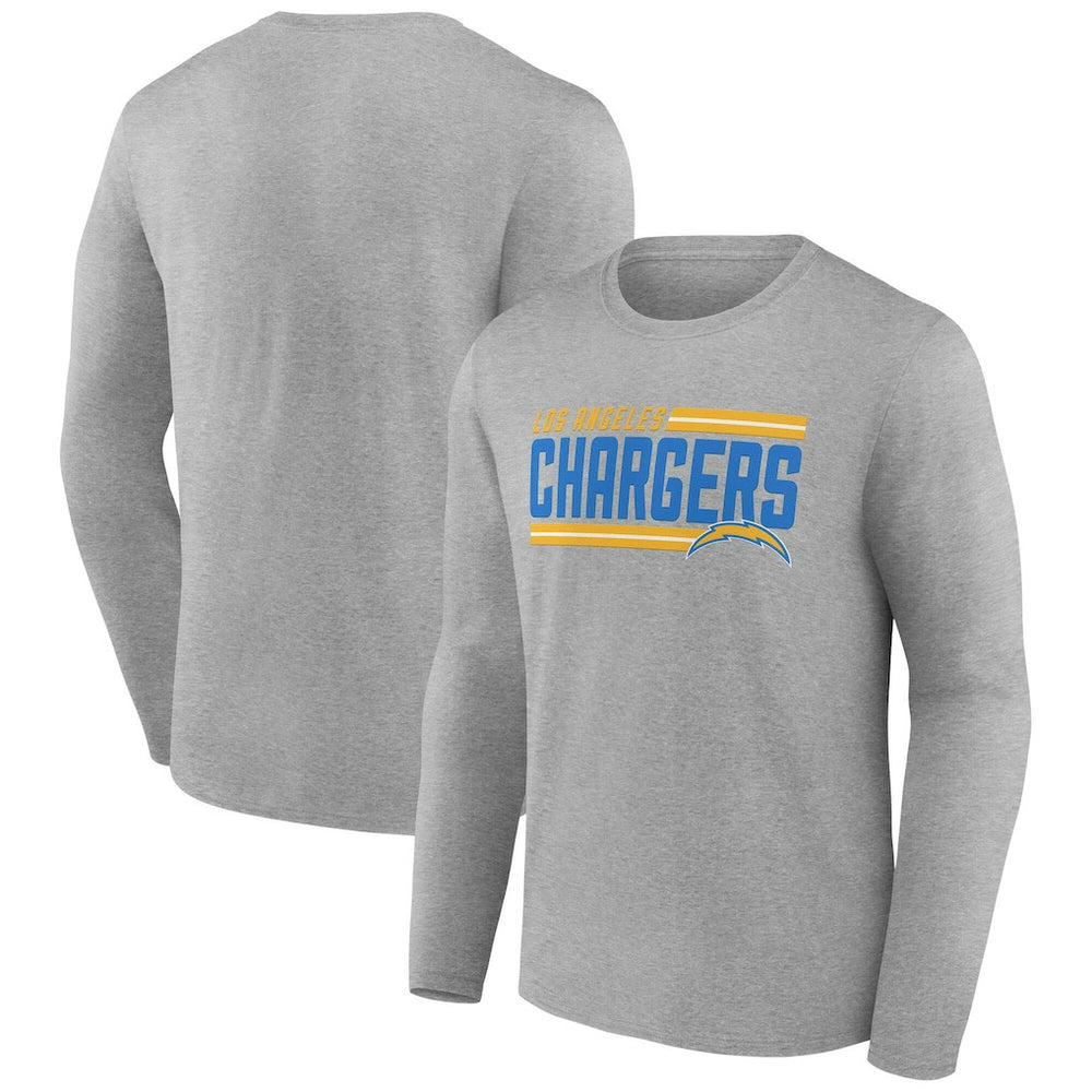 Los Angeles Chargers On Side Stripe Team Long Sleeve T-Shirt - Heather Gray T-shirts