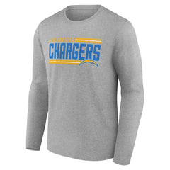 Los Angeles Chargers On Side Stripe Team Long Sleeve T-Shirt - Heather Gray T-shirts