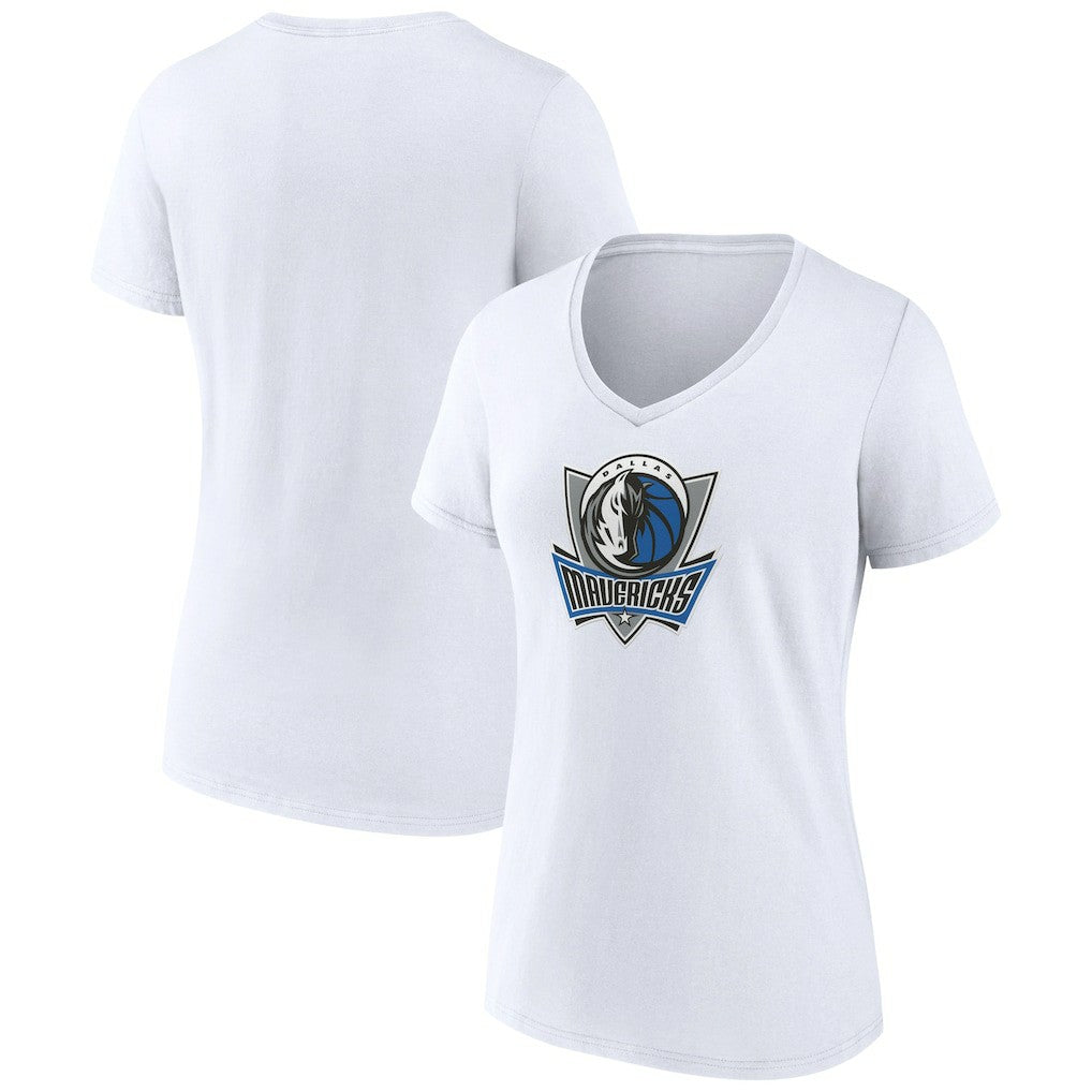 Dallas Mavericks Women's Alternate Logo V-Neck T-Shirt White