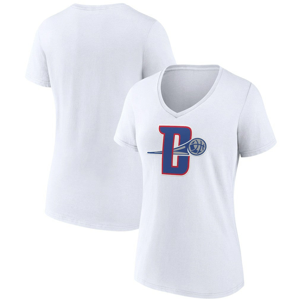 Detroit Pistons Women's Alternate Logo V-Neck T-Shirt White outlet