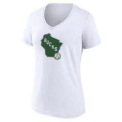 Milwaukee Bucks Women's Alternate Logo V-Neck T-Shirt White