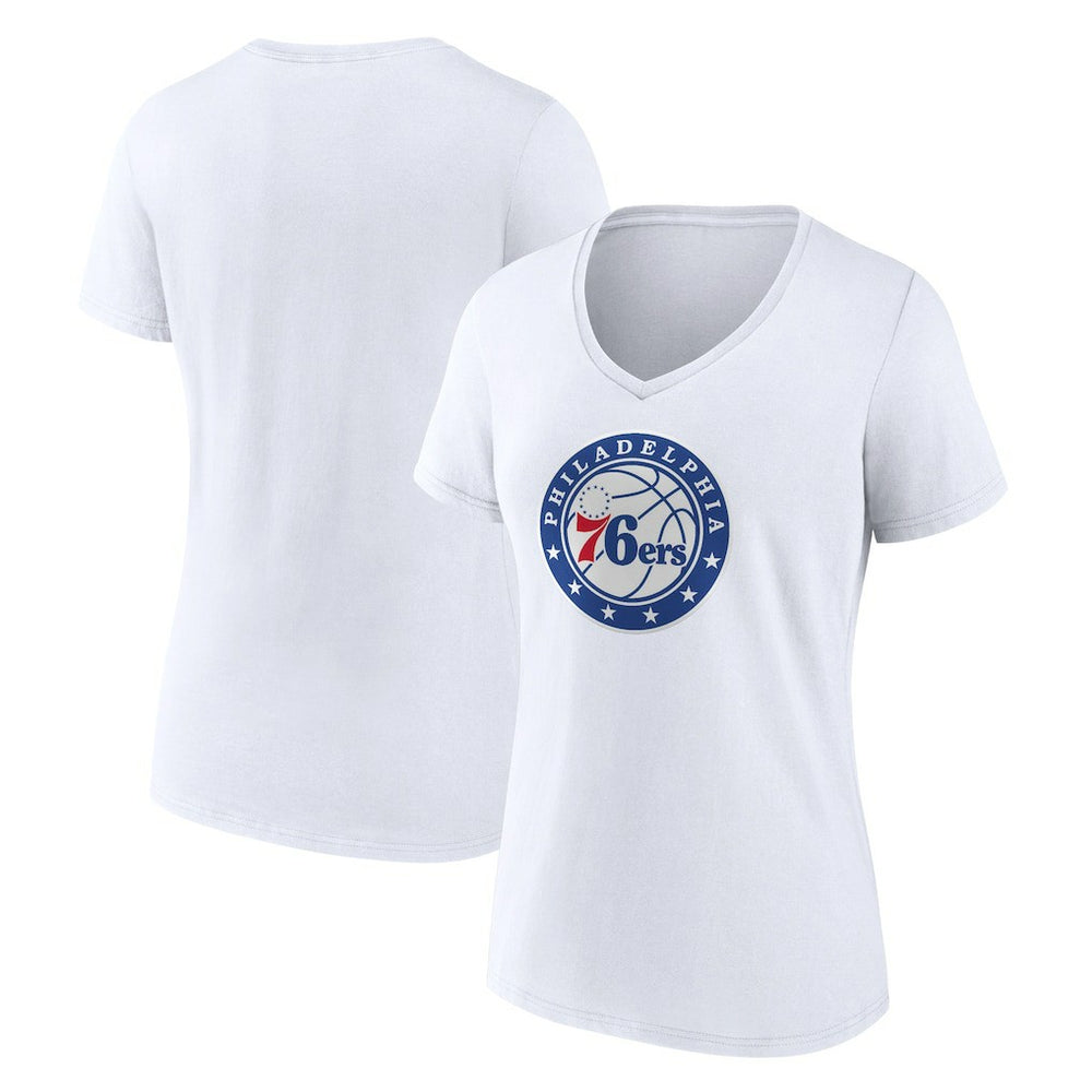 Philadelphia 76ers Women's Alternate Logo V-Neck T-Shirt White