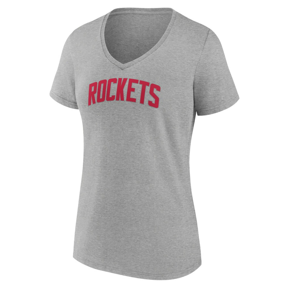 Houston Rockets Women's Alternate Logo V-Neck T-Shirt Heather Gray