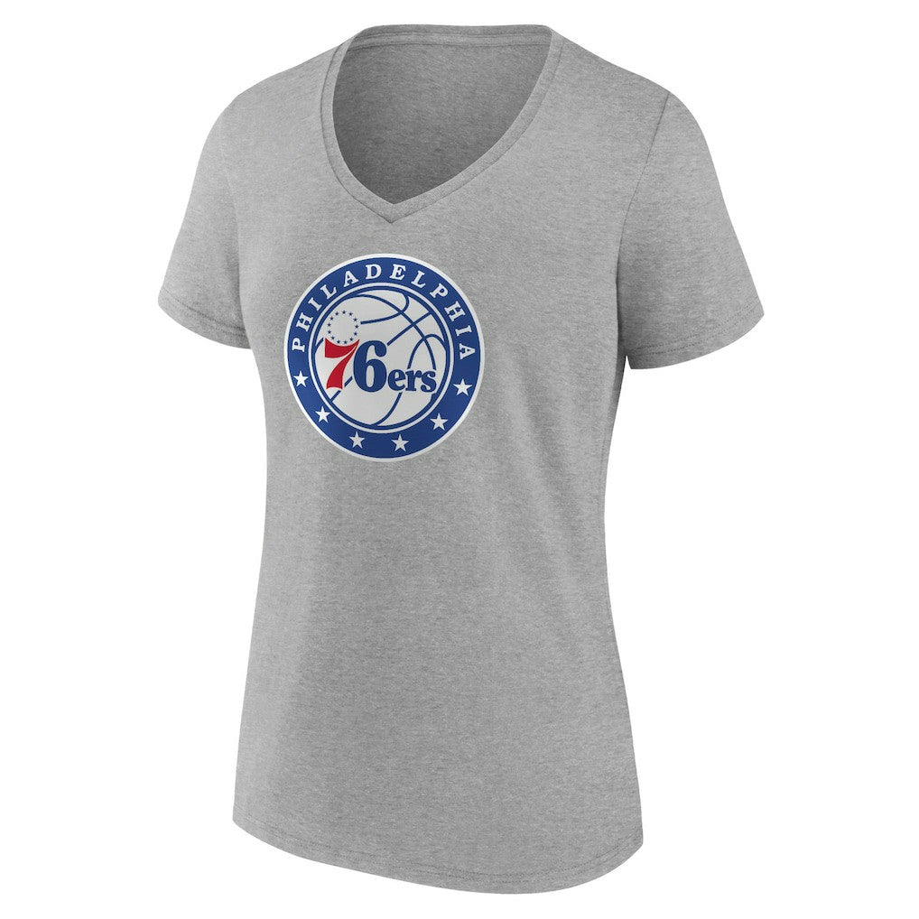 Philadelphia 76ers Women's Alternate Logo V-Neck T-Shirt Heather Gray