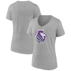 Sacramento Kings Women's Alternate Logo V-Neck T-Shirt Heather Gray