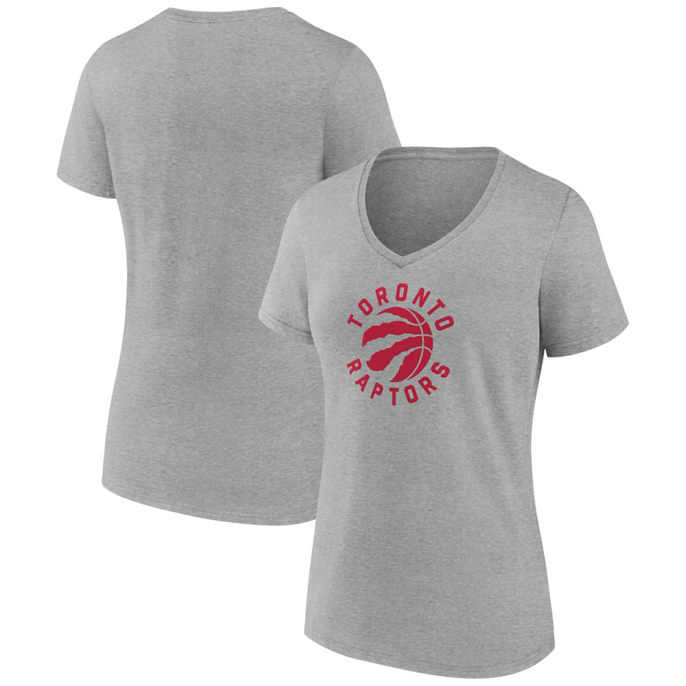 Toronto Raptors Women's Alternate Logo V-Neck T-Shirt Heather Gray