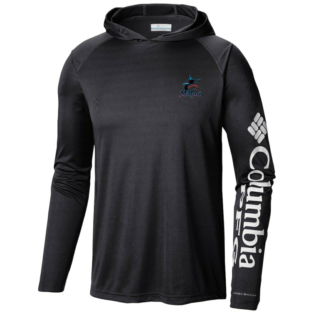 Miami Marlins Columbia Terminal Tackle Long Sleeve Hoodie T-Shirt - Black Hoodies