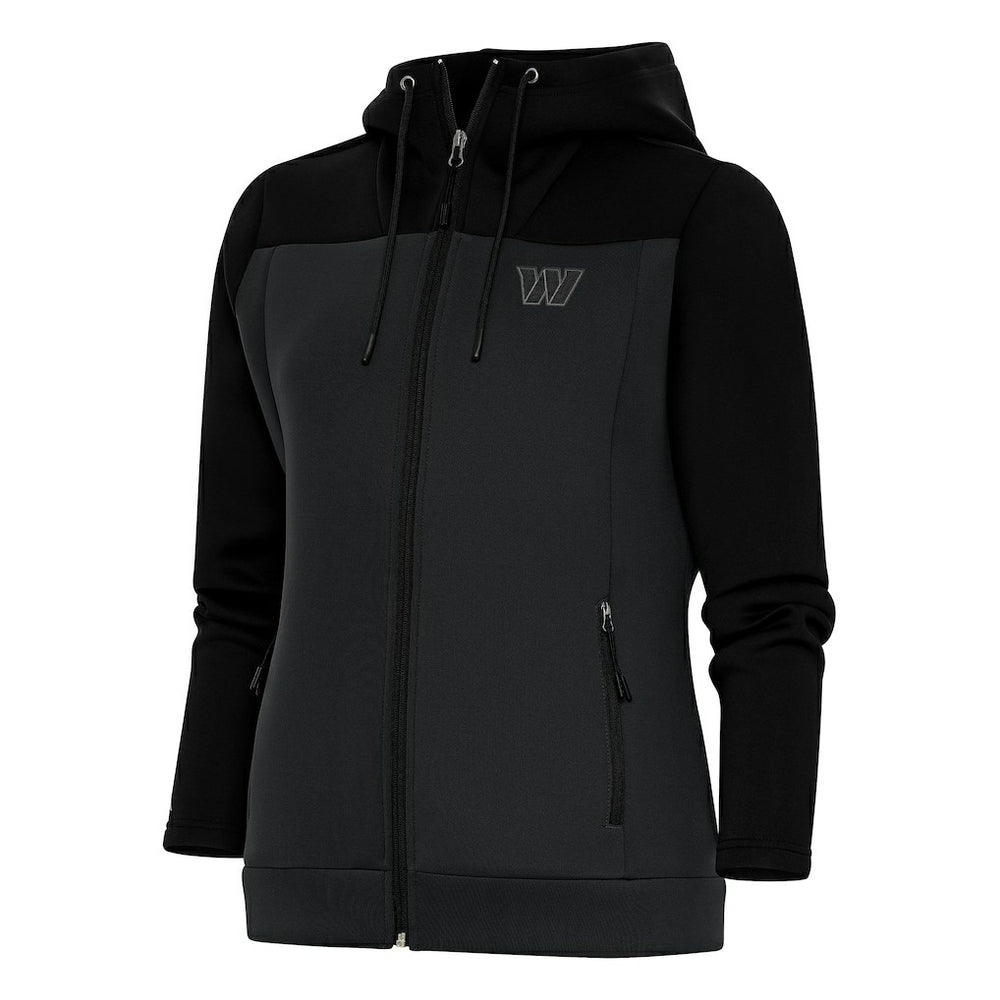 Washington Commanders Antigua Women's Tonal Logo Protect Full-Zip Hoodie Jacket - Black/Charcoal Hoodies