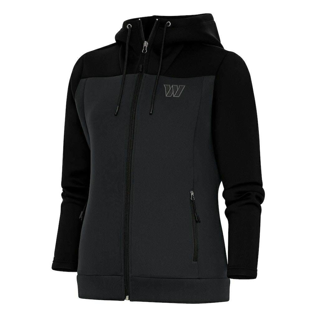 Washington Commanders Antigua Women's Tonal Logo Protect Full-Zip Hoodie Jacket - Black/Charcoal Hoodies