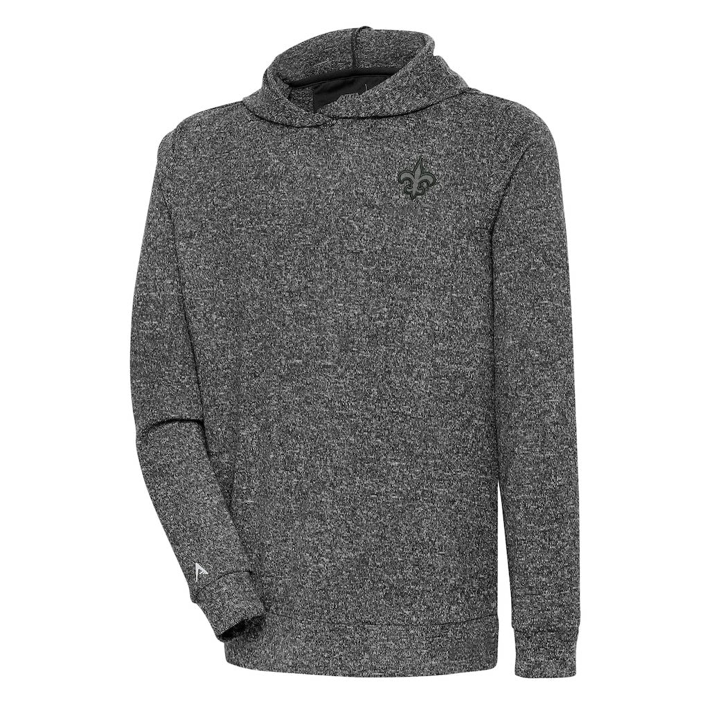New Orleans Saints Antigua Tonal Logo Absolute Pullover Hoodie - Heather Black Hoodies